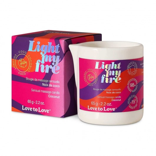 Массажная свеча Light My Fire Coconut с ароматом кокоса - 65 гр. - Love to Love - купить с доставкой в Пскове