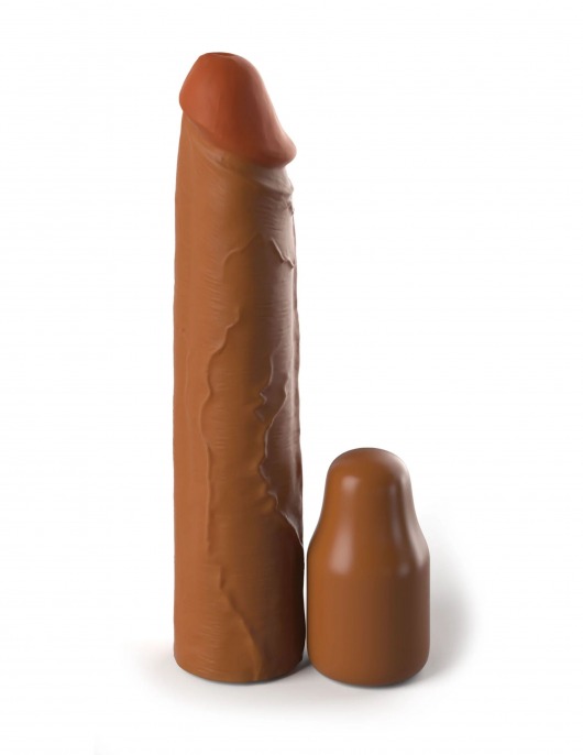 Коричневая насадка на член 2  Silicone X-tension - 20,3 см. - Pipedream - в Пскове купить с доставкой