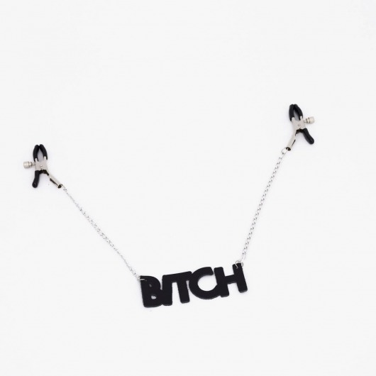 Зажимы на соски с кожаной подвеской Bitch - Crazy Handmade - купить с доставкой в Пскове