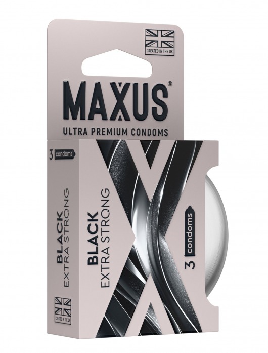 Черные утолщенные презервативы MAXUS Extra Strong с железным кейсом - 3 шт. - Maxus - купить с доставкой в Пскове