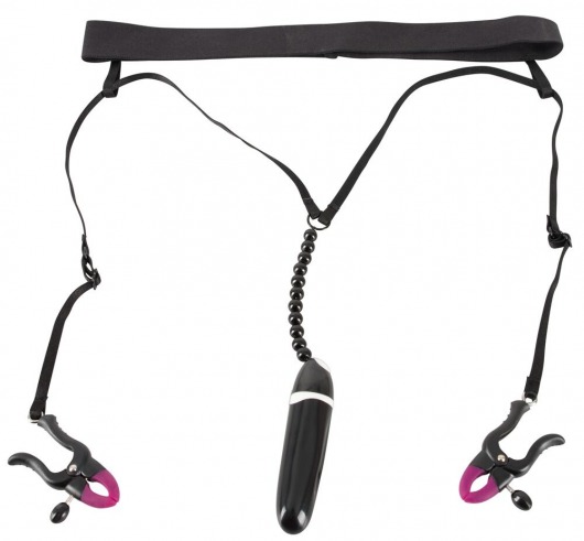 Женские вибростринги с зажимами для половых губ Spreader String with Vibrator - Orion - купить с доставкой в Пскове