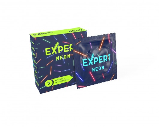 Светящиеся в темноте презервативы Expert Neon - 3 шт. - Expert - купить с доставкой в Пскове