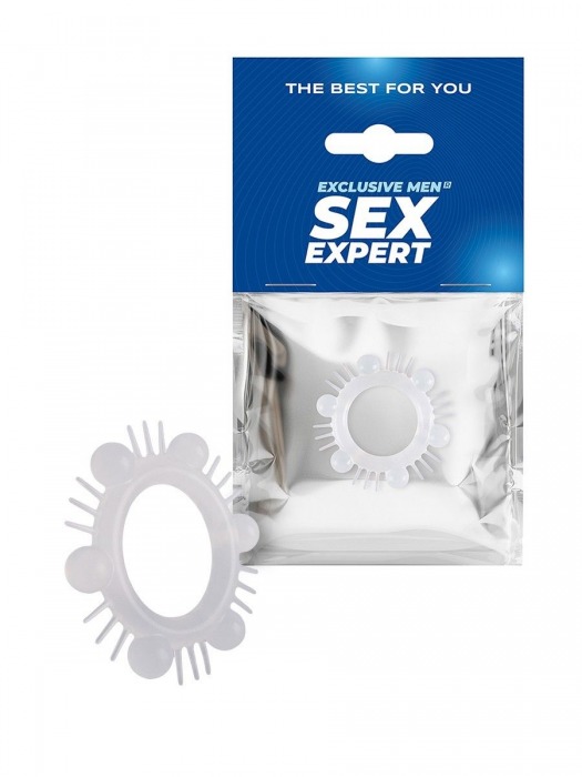 Эластичное эрекционное кольцо с шипиками и шариками - Sex Expert - в Пскове купить с доставкой