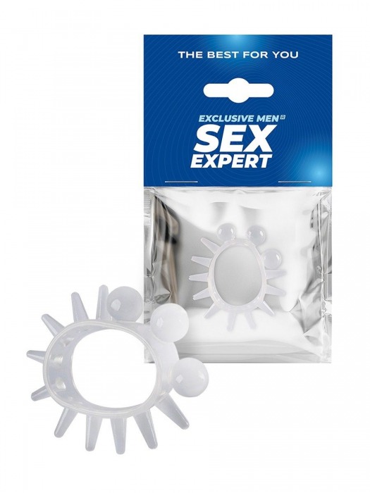 Эластичное эрекционное кольцо с шариками и лучами - Sex Expert - в Пскове купить с доставкой