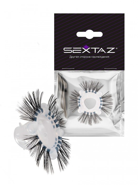 Эластичное эрекционное кольцо с черными «ресничками» - Sextaz - в Пскове купить с доставкой