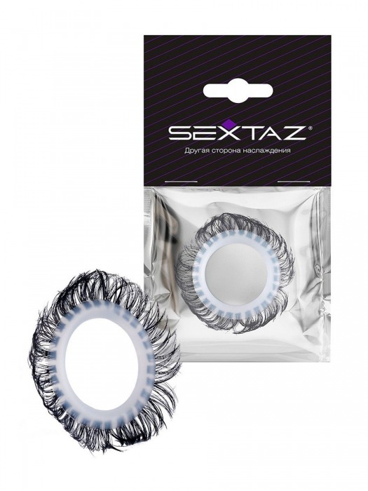Эластичное эрекционное колечко с черными «ресничками» - Sextaz - в Пскове купить с доставкой