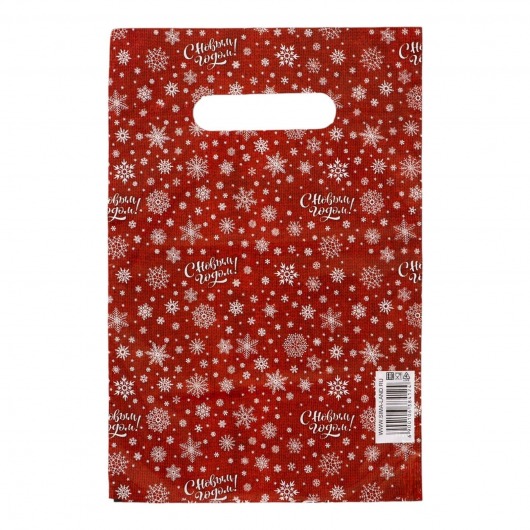 Красный подарочный новогодний пакет с вырубной ручкой (20х30 см) - Сима-Ленд - купить с доставкой в Пскове