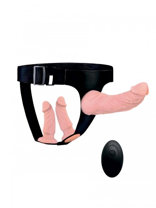 Женский страпон с 3 насадками и вибрацией - Erowoman-Eroman - купить с доставкой в Пскове