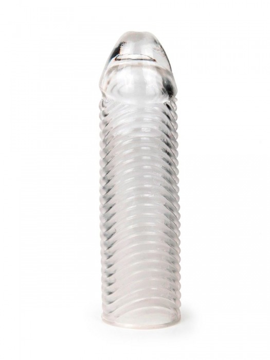 Прозрачная закрытая насадка на пенис с ребрышками - 16 см. - Sex Expert - в Пскове купить с доставкой