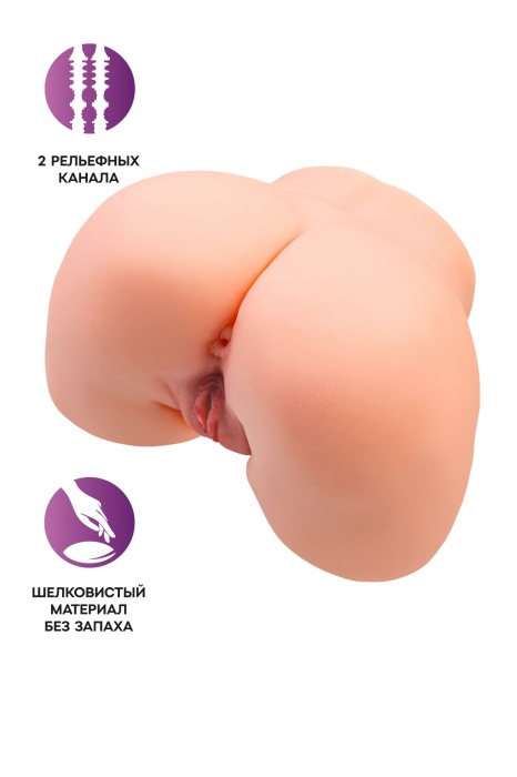 Телесный мастурбатор в форме попки с 2 любовными входами - No Name - в Пскове купить с доставкой
