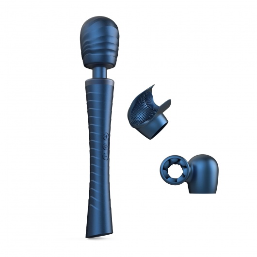 Синий вибромассажёр с насадками Man.wand Edgy - Manwan - в Пскове купить с доставкой