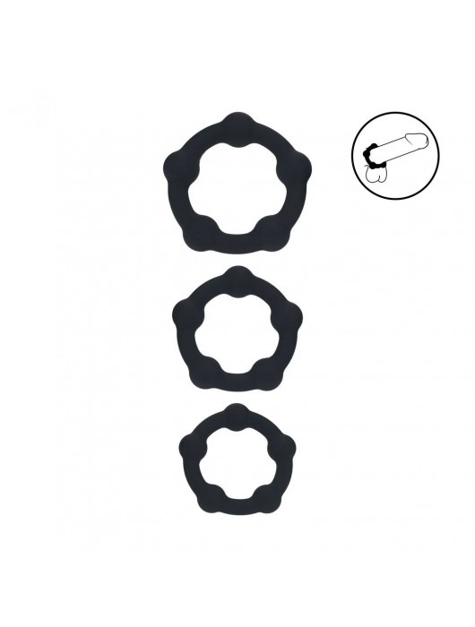 Набор из 3 эрекционных колец Beaded Silicone Cockring Set - Shots Media BV - в Пскове купить с доставкой