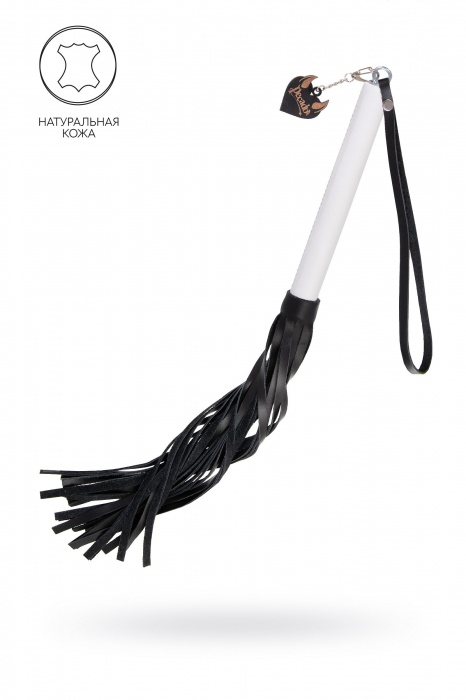 Плеть с белой рукоятью и чёрными хлыстами - 50 см. - Pecado - купить с доставкой в Пскове