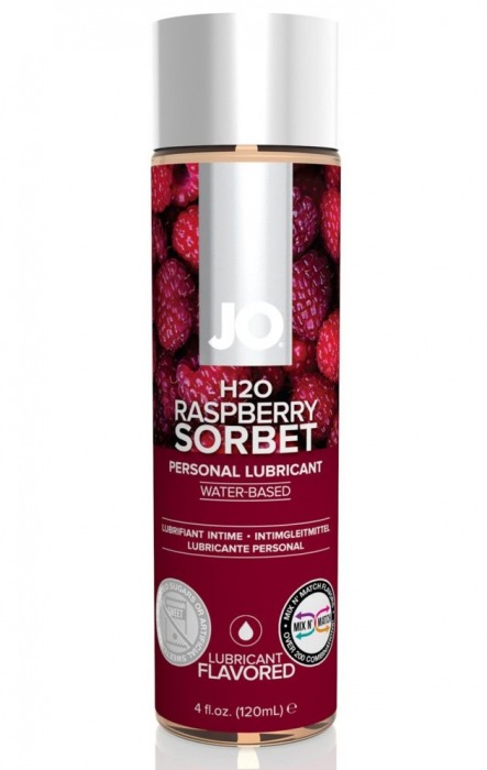 Лубрикант на водной основе с ароматом малины JO Flavored Raspberry Sorbet - 120 мл. - System JO - купить с доставкой в Пскове