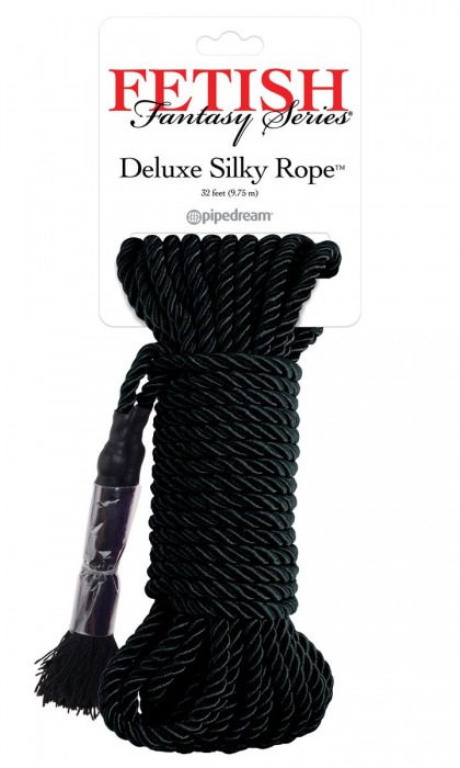 Черная веревка для фиксации Deluxe Silky Rope - 9,75 м. - Pipedream - купить с доставкой в Пскове