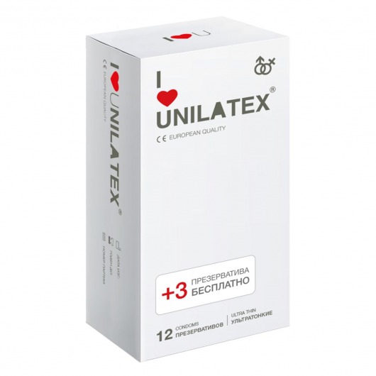 Ультратонкие презервативы Unilatex Ultra Thin - 12 шт. + 3 шт. в подарок - Unilatex - купить с доставкой в Пскове