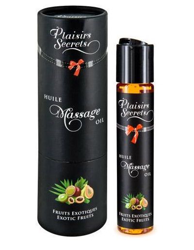 Массажное масло с ароматом экзотических фруктов Huile de Massage Gourmande Fruits Exotiques - 59 мл. - Plaisir Secret - купить с доставкой в Пскове