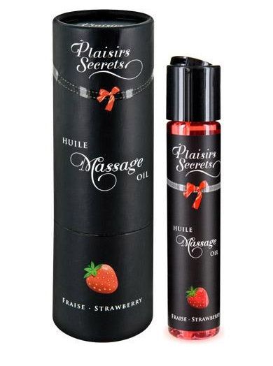 Массажное масло с ароматом клубники Huile de Massage Gourmande Fraise des Bois - 59 мл. - Plaisir Secret - купить с доставкой в Пскове
