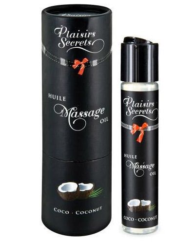 Массажное масло с ароматом кокоса Huile de Massage Gourmande Coco - 59 мл. - Plaisir Secret - купить с доставкой в Пскове