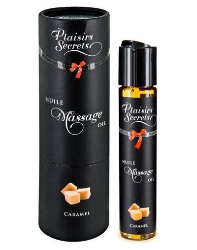 Массажное масло с ароматом карамели Huile de Massage Gourmande Caramel - 59 мл. - Plaisir Secret - купить с доставкой в Пскове