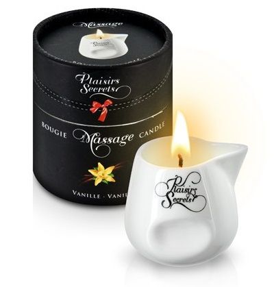 Массажная свеча с ароматом ванили Bougie Massage Gourmande Vanille - 80 мл. - Plaisir Secret - купить с доставкой в Пскове