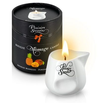 Массажная свеча с ароматом манго и ананаса Bougie de Massage Ananas Mangue - 80 мл. - Plaisir Secret - купить с доставкой в Пскове