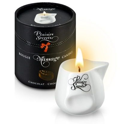 Массажная свеча с ароматом шоколада Bougie de Massage Gourmande Chocolat - 80 мл. - Plaisir Secret - купить с доставкой в Пскове