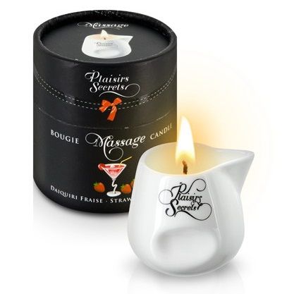 Массажная свеча с ароматом клубничного дайкири Bougie de Massage Daikiri Fraise - 80 мл. - Plaisir Secret - купить с доставкой в Пскове