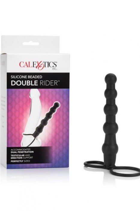 Насадка на пенис для двойного проникновения Silicone Beaded Double Rider - 14 см. - California Exotic Novelties - в Пскове купить с доставкой