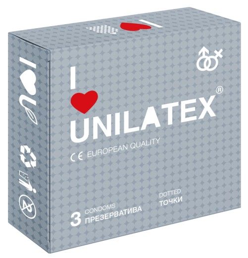 Презервативы с точками Unilatex Dotted - 3 шт. - Unilatex - купить с доставкой в Пскове