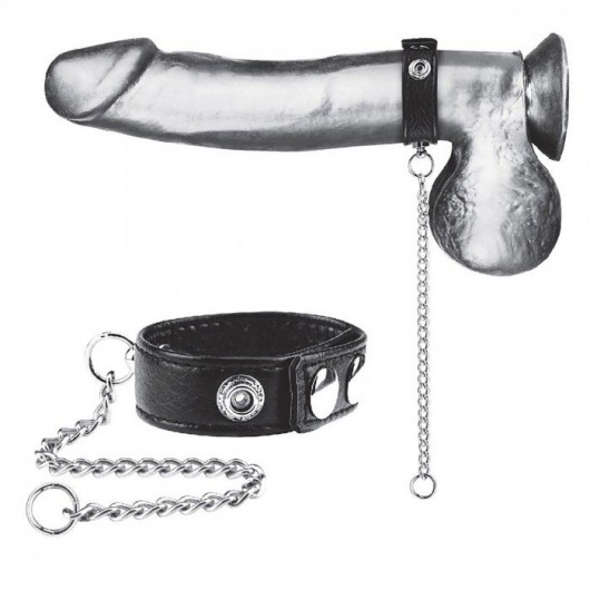 Утяжка на пенис с поводком Snap Cock Ring With 12  Leash - BlueLine - купить с доставкой в Пскове