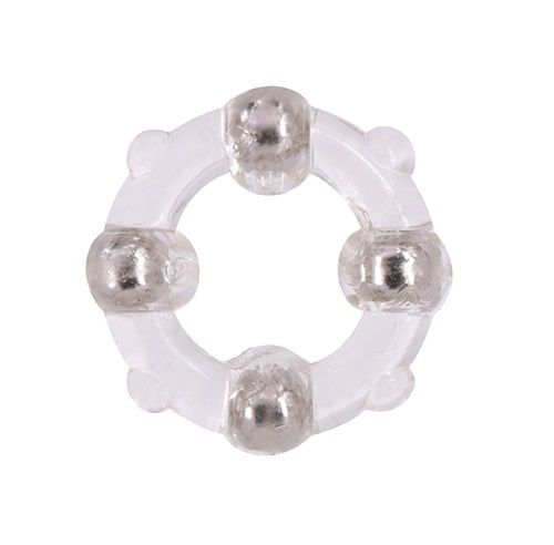 Эрекционное кольцо с 4 бусинами MENZSTUFF STUD RING CLEAR - Dream Toys - в Пскове купить с доставкой