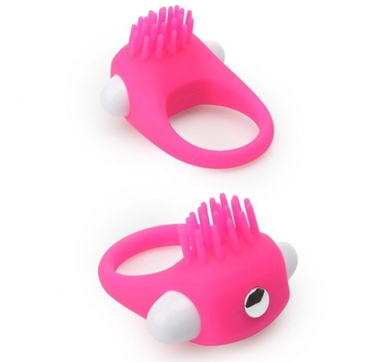 Розовое эрекционное кольцо с щеточкой LIT-UP SILICONE STIMU RING 5 - Dream Toys - в Пскове купить с доставкой