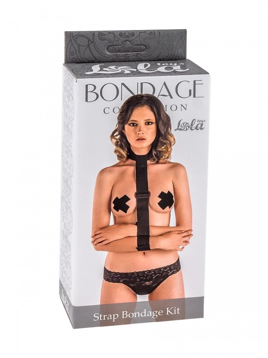 Ошейник с длинной лентой и наручниками Strap Bondage Kit One Size - Lola Games - купить с доставкой в Пскове