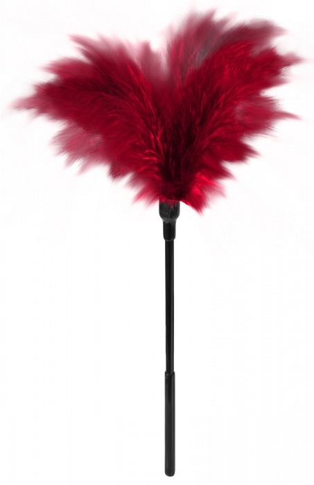 Пластиковая метелочка с красными пёрышками Small Feather Tickler - 32 см. - Blush Novelties - купить с доставкой в Пскове