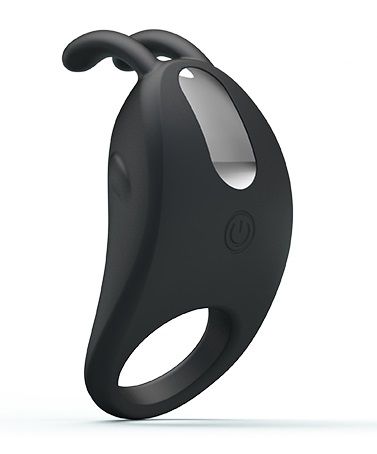 Чёрное эрекционное кольцо с вибрацией Rabbit Vibrator - Baile - в Пскове купить с доставкой