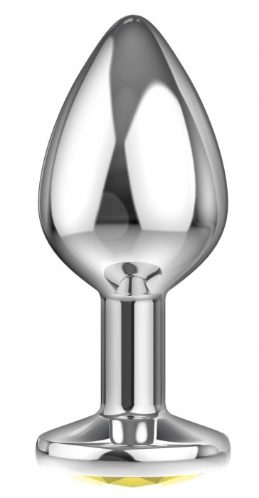 Большая серебристая анальная пробка Diamond Yellow Sparkle Large с жёлтым кристаллом - 8 см. - Lola Games - купить с доставкой в Пскове