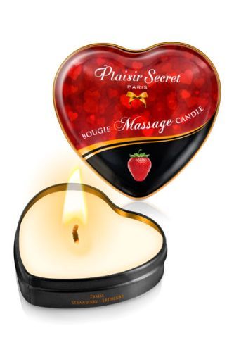 Массажная свеча с ароматом клубники Bougie Massage Candle - 35 мл. - Plaisir Secret - купить с доставкой в Пскове