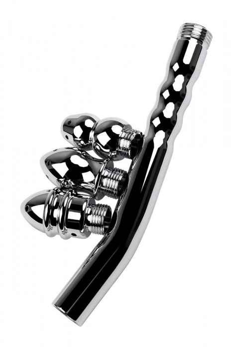 Металлический анальный душ с тремя насадками - ToyFa - купить с доставкой в Пскове