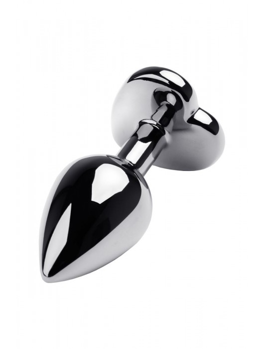 Серебристая анальная пробка с прозрачным кристаллом-сердцем - 8 см. - ToyFa - купить с доставкой в Пскове