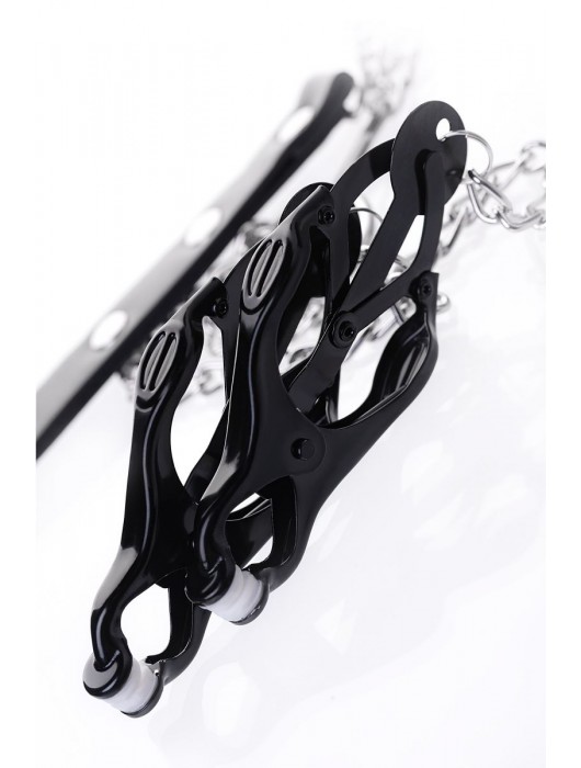 Черно-серебристые зажимы для сосков с кольцом для пениса TOYFA Metal - ToyFa - купить с доставкой в Пскове